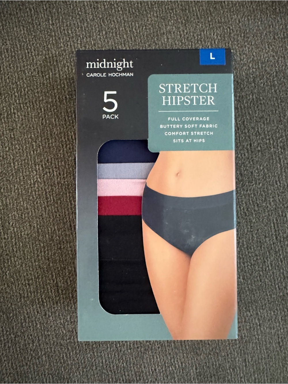 midnight Stretch Hipster 5-Pack - Black, Burgundy, Pink, Lavender, Navy (L)
